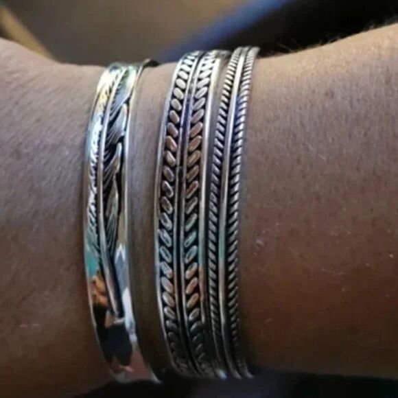 Vintage style 925 sterling silver cuff bracelet Unisex - Picture 14 of 16